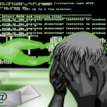 hacker attack. female silhouette symbolised cyber crime