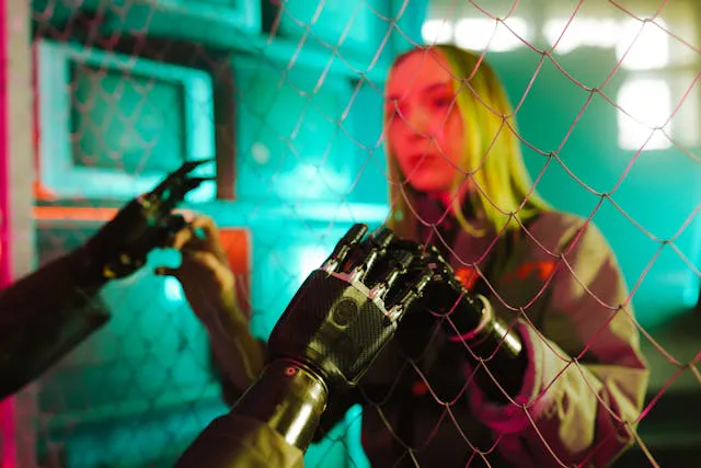 Photo by Yaroslav Shuraev: https://www.pexels.com/photo/man-and-woman-with-prosthesis-in-futuristic-surroundings-7688748/